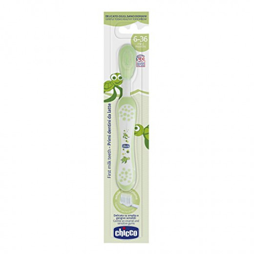 Chicco- Green -  Milk Teeth toothbrush (6 m - 3yrs)