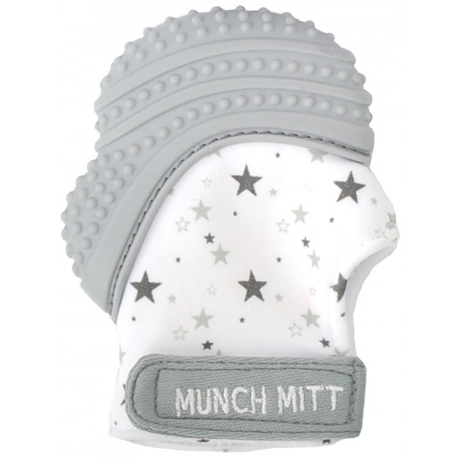 Munch Mitt Teething Mitten, Gray Stars