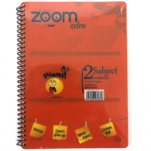 Hajeer Zoom Wire Notebook, 2 Subjects, Orange