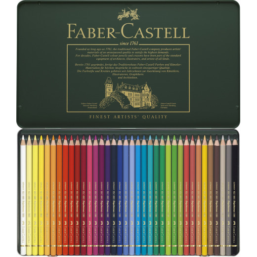 مجموعة أقلام الرصاص الملونة بوليكروموس في علبة معدنية 36 قطعة من فابر كاستل