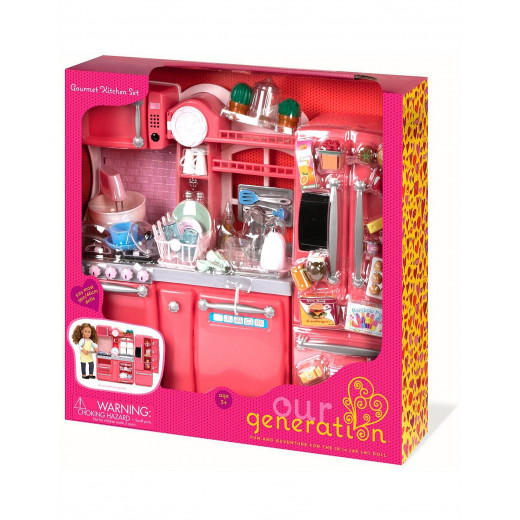 Our Generation Gourmet Kitchen Set For Doll, Pink