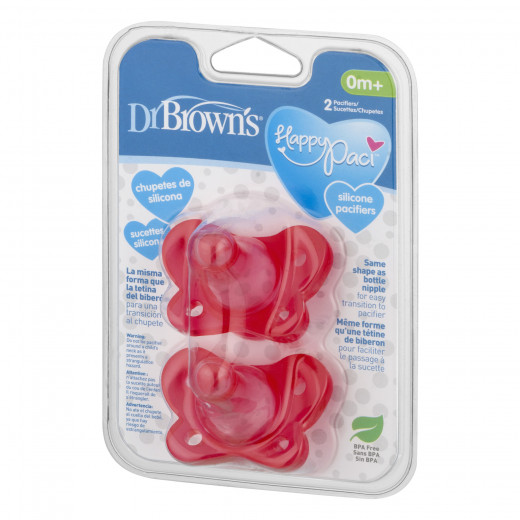 Dr. Brown's Newborn Pacifiers, 0+ Months, 2 Counts, Pink
