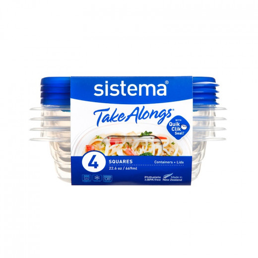 Sistema Takealongs Small Square Pack of 4