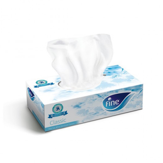 Fine Classic Facial Tissue 100 Sheet X 2 Ply, Pack of 6 Boxes. Sterilized for Germ Protection