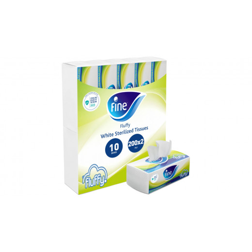Fine Facial Tissue, Fluffy 200 Sheets Pack of 10