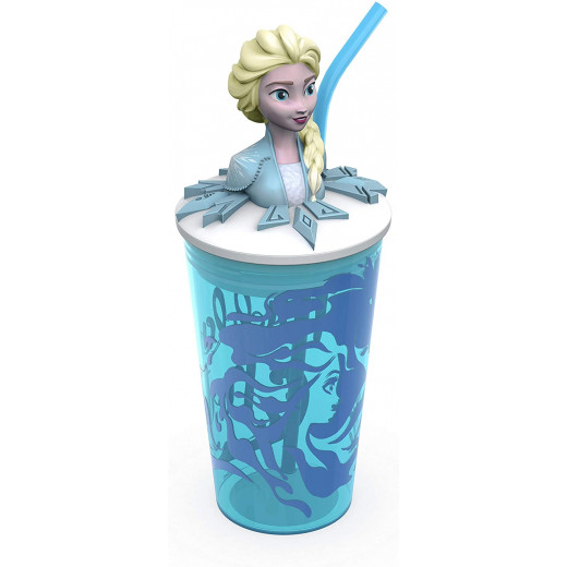 Zak Designs Elsa 2 Anna 15oz Plastic Funtastic Tumbler with Straw