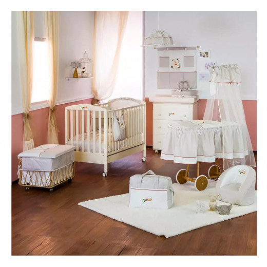 Italbaby Flash Ivory Wooden Cot, Beige