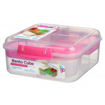 Sistema Bento Cube Box to Go with Fruit, Yogurt Pot, 1.25 L - Pink