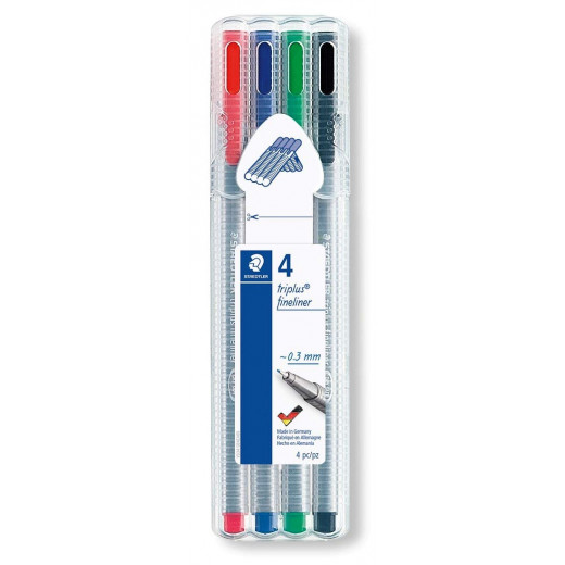 ستيدلر - قلم تريبلس فاينلاينر - عبوة من 4 أقلام، متعدد الألوان