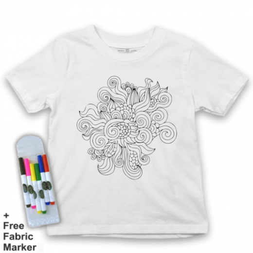 Mlabbas Kids Coloring T-Shirt, Floral Design, 6 Years