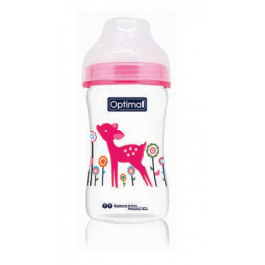 Optimal Extra Wide Neck Feeding Bottle 240ML, Red