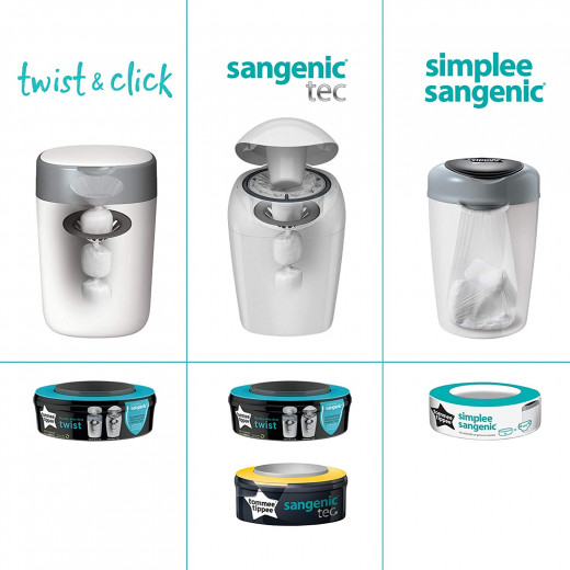 Tommee Tippee Twist and Click Advanced Nappy Disposal Sangenic Tec Bin, White