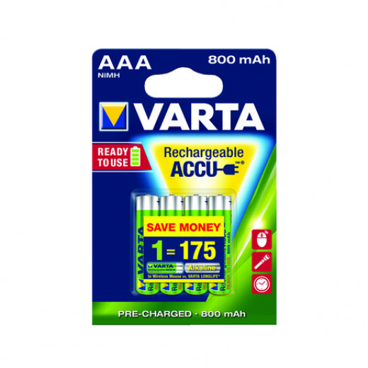 Varta AAA Rechargeable Accu Battery NiMH 800 mAh (4 Pack)