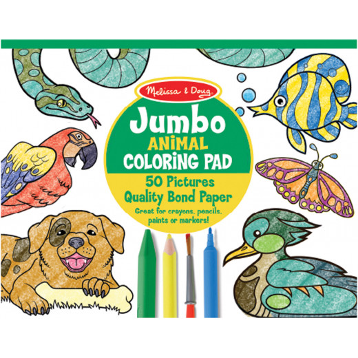 Melissa & Doug Jumbo Coloring Pad (11 x 14 inches) - Animals, 50 Pictures