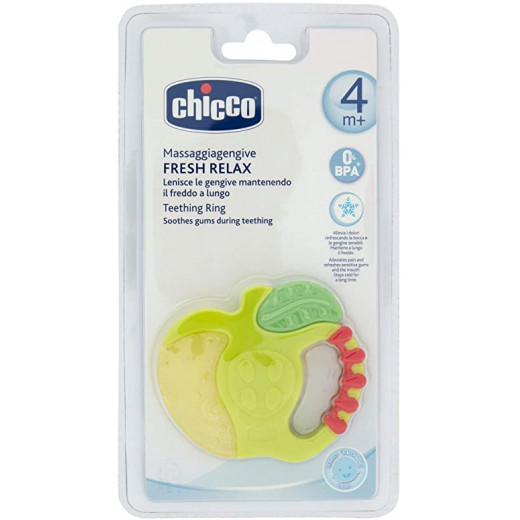 Chicco Fresh Relax Teething Ring (4M+), Apple or Strawberry, 1 Peak