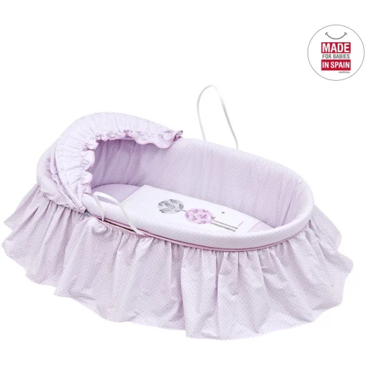 Cambrass - Moses Basket with Frills and Hood Une Gufo Pink