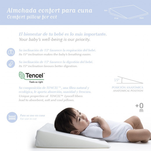 Cambrass - Comfort Cot Pillow 55x37x8.5 cm Liso E White