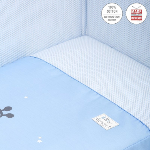 Cambrass - Set 2 Pcs.bedspread W/s Cot 60 Be Giraffe Blue 60x120x3 cm