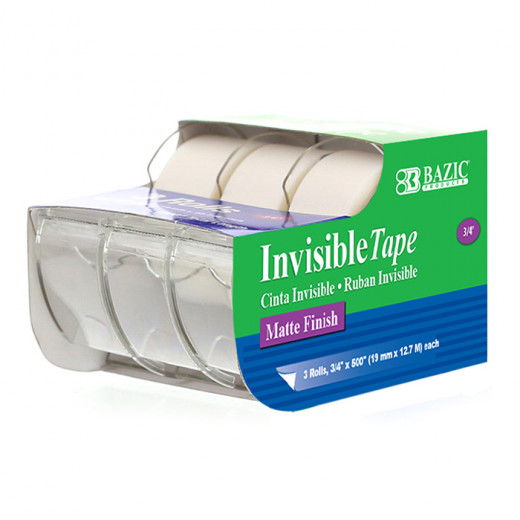 Bazic Invisible Tape 3/4" X 500" Invisible Tape (3/Pack)