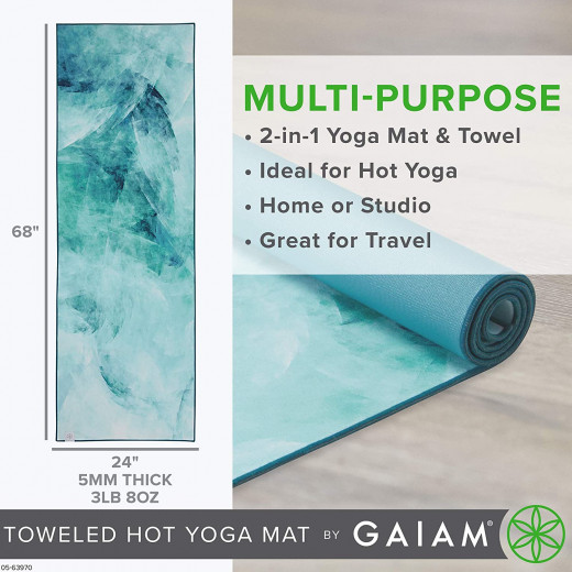 Gaiam Toweled Hot Yoga Mat Seafoam 5 mm