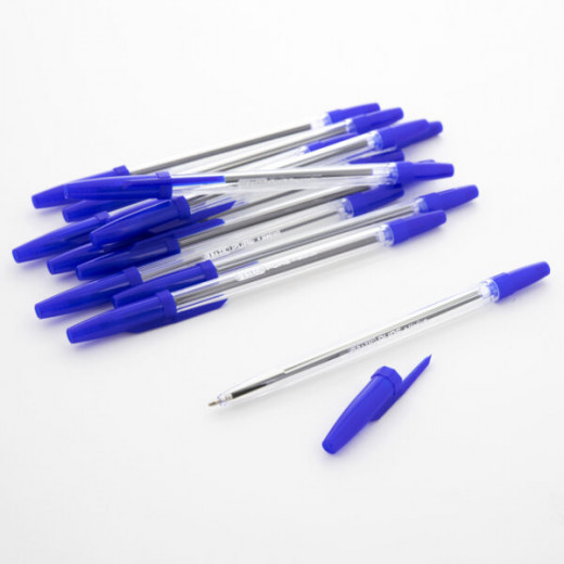 أقلام حبر باللون الأزرق  (12  قلم) من بازيك