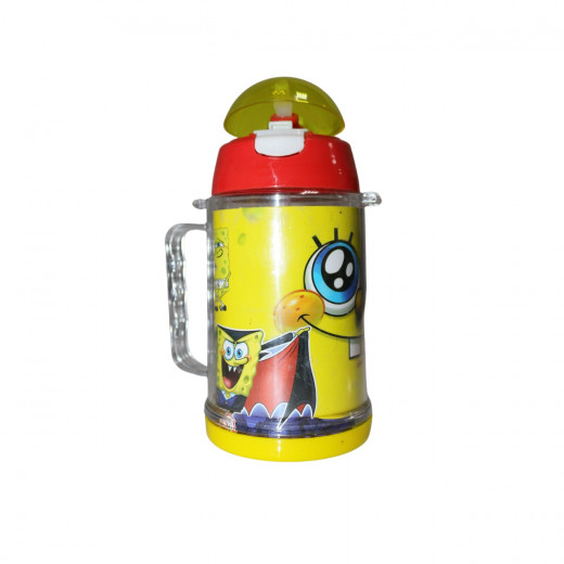 SpongeBob Straw Water Bottle, Yellow, 600ml