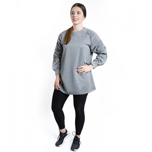 RB Women's Oversized Lounge Sweatshirt , (S/M) , Light Grey