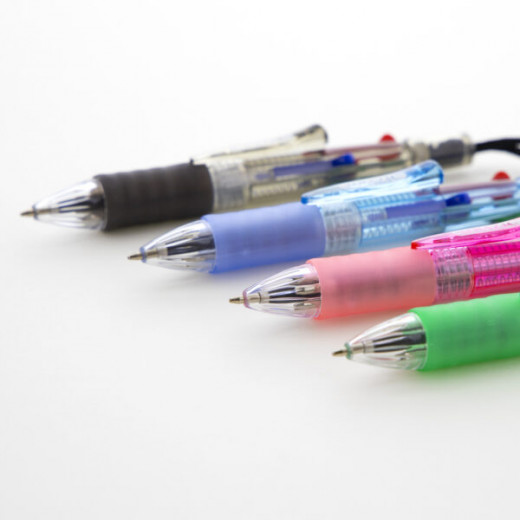 قلم سلسلة للرقبة 4 ألوان مع مقبض (2 / عبوة) من بازيك