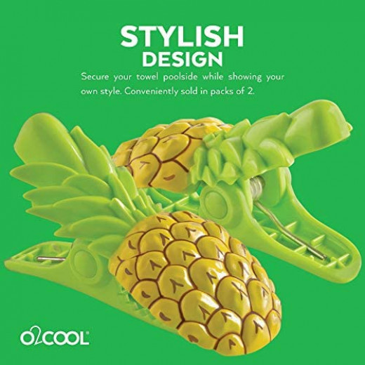 O2COOL Boca Clips Beach Towel Holders - Pineapple