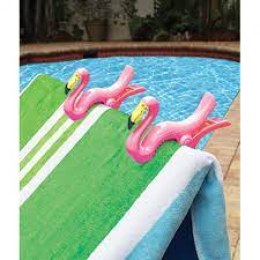 O2COOL Boca Clips Beach Towel Holders - Flamingo