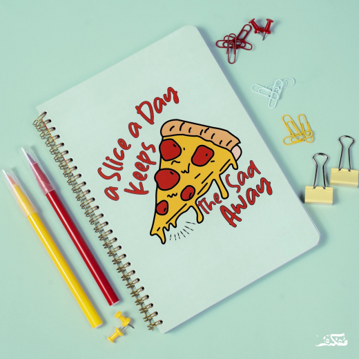 Mofkera Pizza Large Wire Notebook - A4 Size - 5 Subjects