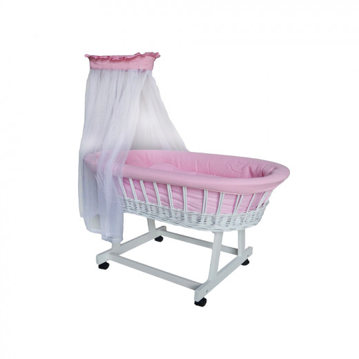 Zeta Classic Wicker Basket Crib,Pink