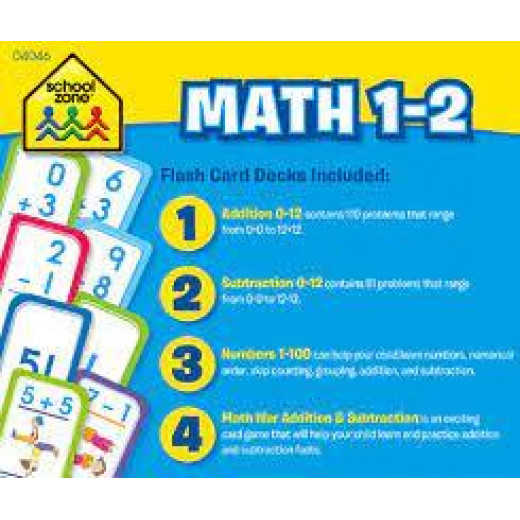 School Zone - Learning Cards : Math 1-2 Flash Card 4-Pack