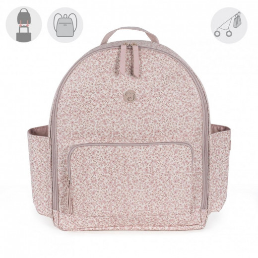 Pasito A Pasito Pink Backpack Diaper Bag Changing Mat - Flower Mellow Line 31x37x14 Cm