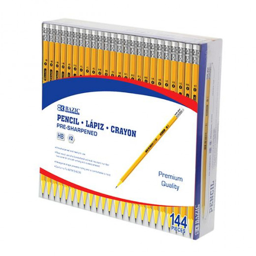 Bazic Pre-Sharpened Premium Yellow Pencil (144/Pack)