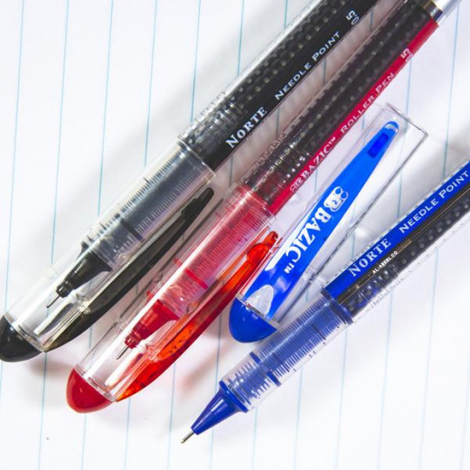 قلم حبر سائل برأس إبرة متنوع الألوان, 3 أقلام من بازيك