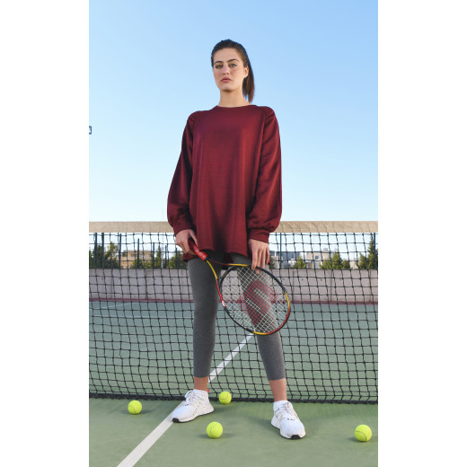 RB Women's Oversized Lounge Sweatshirt , (L/XL) , Burgundy