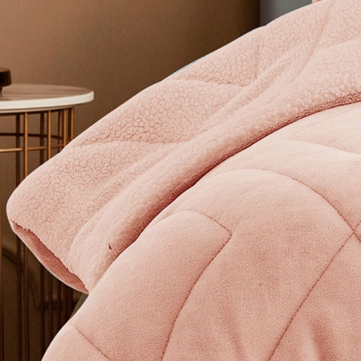 Nova home essentials velvet flannel to sherpa winter comforter rose single/twin