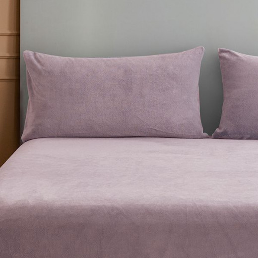 Nova home warmfit winter microfleece fitted sheet set purple single/twin 2 pcs