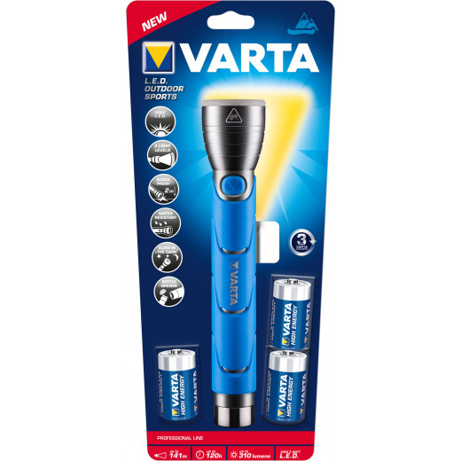 VARTA Outdoor Sports Flashlight, Blue