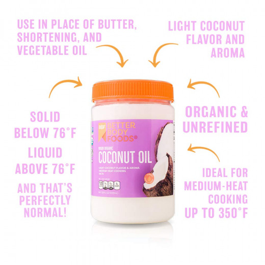 Better Body Food Organic Coconut Oil, 458ml