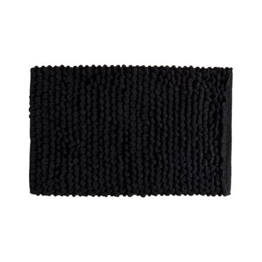 Nova Home Loopy Bath Mat, Chenille Cotton, Black Color, 50X80 Cm