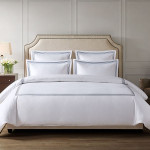 Nova Home Cruise Duvet Cover Set, Cotton, 600 Thread Count, White & Navy Color, King Size