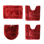 Nova Home Pearl Bath Mat Set 4 Pieces, Burgundy Color