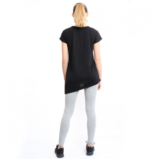 RB Women's Side High-Low T-Shirt, Medium Size, Black Color