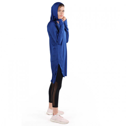 RB Women's Long Running Hoodie, Large Size, Royal Blue Color