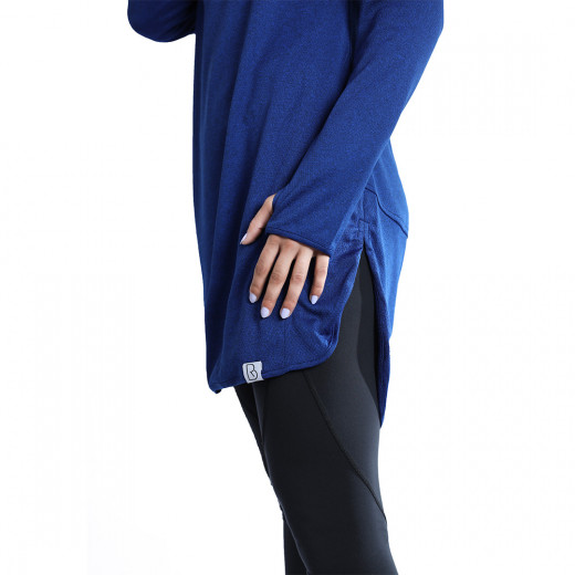 RB Women's Mid-length Running Hoodie, Medium Size, Royal Blue Color