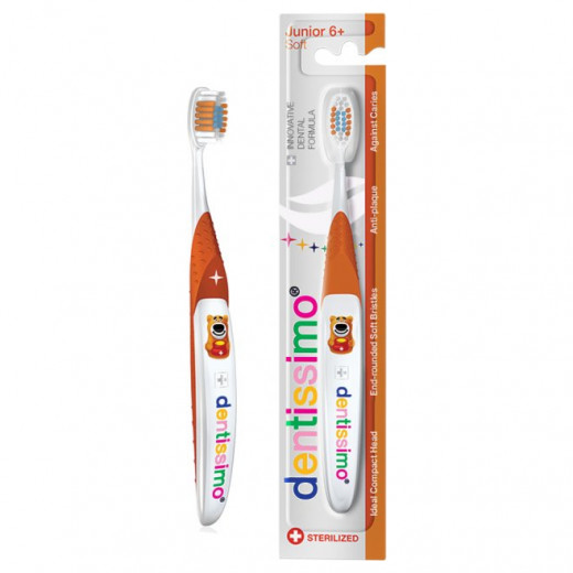 Dentissimo Kids Soft Junior Toothbrush for Gentle Cleansing, Ages 6+ Years, Assorted Color