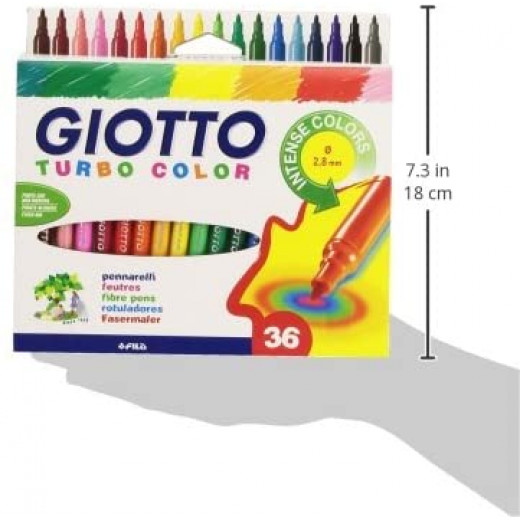 Giotto Turbo Color Fibre Pens, 36 Colours