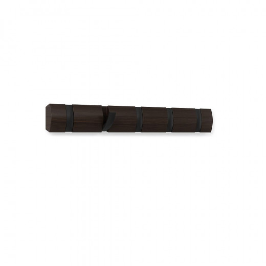 Umbra Flip Hooks Wall Rail, Black and Walnut Color